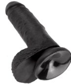 KING COCK - 7 GODE NOIR AVEC BOULES 17.8 CM