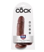 KING COCK - 7 GODE MARRON AVEC BOULES 17.8 CM