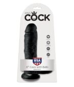 KING COCK - 8 GODE NOIR AVEC BOULES 20.3 CM