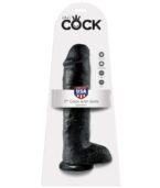 KING COCK - 11 GODE NOIR AVEC BOULES 28 CM