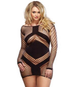 LEG AVENUE - MINIROBE LONGUE MANCHES NOIRE GRANDE TAILLE 1X/2X