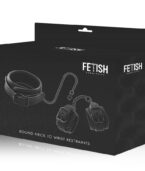 FETISH SUBMISSIVE - COLLIER ET MENOTTES EN CUIR VÉGAN AVEC DOUBLURE EN NOPRÈNE