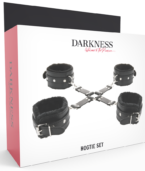 DARKNESS - MENOTTES EN CUIR POUR PIEDS ET MAINS NOIR