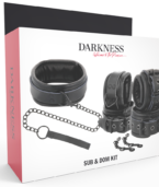 DARKNESS - MENOTTES ET COLLIER EN CUIR NOIR