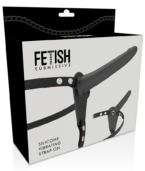 HARNAIS SOUMIS FETISH - VIBRATEUR EN SILICONE NOIR 15 CM