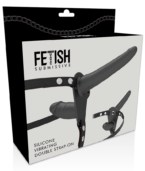 FETISH SUBMISSIVE HARNESS - VIBRATEUR NOIR DOUBLE PÉNÉTRATION