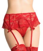 QUEEN LINGERIE - STRING AVEC JARRETIÈRE DENTELLE S/M