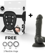 COCK MILLER - HARNAIS + SILICONE DENSITÉ COCKSIL ARTICULABLE NOIR 13 CM