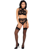 LIVCO CORSETTI FASHION - MAJALESA LC 90526 SOUTIEN-GORGE + JARRETIÈRE + CULOTTE NOIR