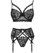 LIVCO CORSETTI FASHION - MORIDAM LC 90552 SOUTIEN-GORGE + JARRETIÈRE + CULOTTE NÉGRO