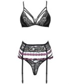 LIVCO CORSETTI FASHION - SNEHANA LC 90443 SOUTIEN-GORGE + JARRETIÈRE + CULOTTE NOIR L/XL