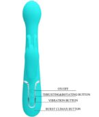 PRETTY LOVE - VIBRATEUR DEJON RABBIT 3 EN 1 MULTIFONCTION VERT AQUA