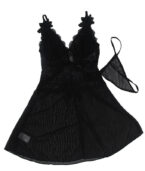 SUBBLIME - TISSU TULLE BABYDOLL AVEC DENTELLE ET DÉTAIL FLEUR NOIR S/M