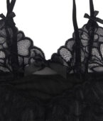 SUBBLIME - BABYDOLL  BRETELLES RÉGLABLES ET DENTELLE TRANSPARENTE IMPRIMÉ FLEURI NOIR L/XL