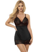 SUBBLIME - BABYDOLL AVEC POITRINE IMPRIMÉ FLEURI NOIR L/XL