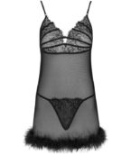 LIVCO CORSETTI FASHION - ENSEMBLE ZERUNAM BABYDOLL + STRING NOIR