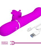 PRETTY LOVE - VIBRATEUR MULTIFONCTION LAPIN 4 EN 1 PAPILLON FUCHSIA