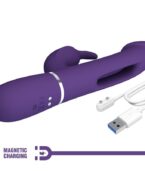 PRETTY LOVE - VIBRATEUR MULTIFONCTION 3 EN 1 KAMPAS RABBIT AVEC LANGUE VIOLET