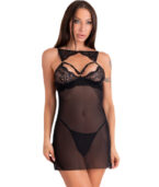 LIVCO CORSETTI FASHION - KROLINA LC 90734 CHEMISE + STRING NOIR S/M