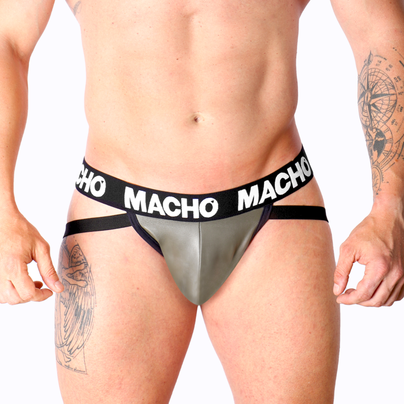 MACHO - MX27GR JOCK CUIR GRIS BEIGE L