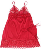 SUBBLIME - BABYDOLL EN SATIN AVEC DENTELLE ROUGE S/M