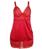 SUBBLIME - BABYDOLL EN SATIN AVEC DENTELLE ROUGE S/M