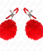 KINK - PINCE A METON BOULE FAUSSE FOURRURE ROUGE 6 CM