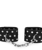 KINK - APPAREILS DE RETENUE POIGNETS AVEC FERMETURE PRESSION PLEINE DE RIVETS NOIR AJUSTABLE 19-24 CM X 5