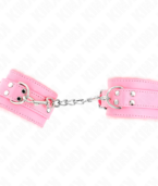 KINK - APPUI-POIGNETS DOUBLÉS DE FOURRURE ROSE AVEC CEINTURE ROSE RÉGLABLE 17-29 CM X 6 CM