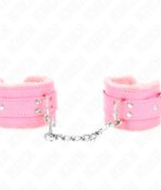 KINK - APPUI-POIGNETS DOUBLÉS DE FOURRURE ROSE AVEC CEINTURE ROSE RÉGLABLE 17-29 CM X 6 CM