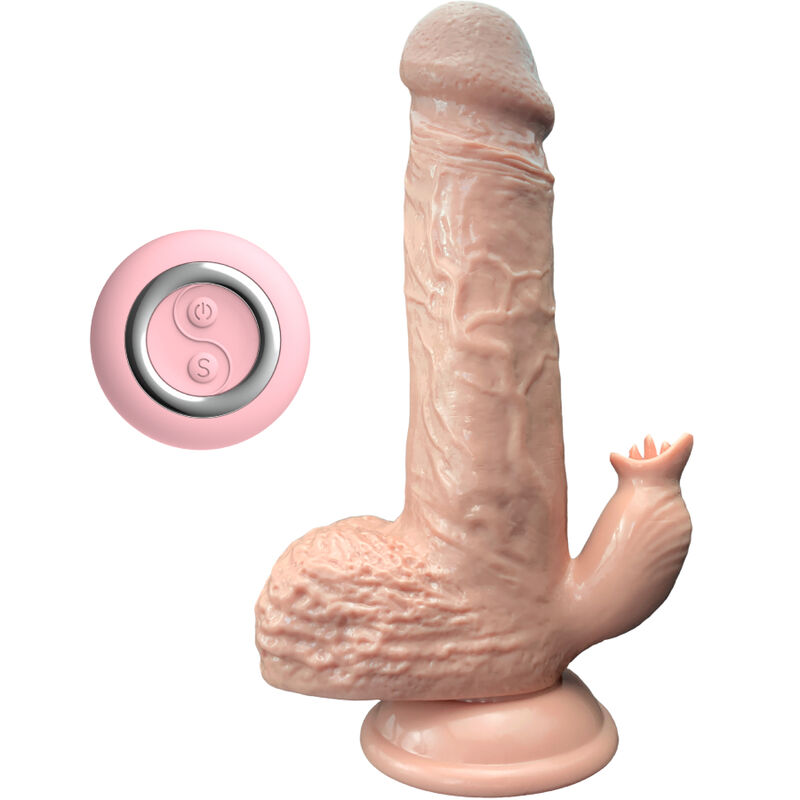 ARMONY - VIBRATEUR RÉALISTE & GODE DE POUSSÉE AVEC STIMULATEUR DE LANGUE 19 CM