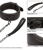 CALEXOTICS - NOCTURNAL COLLIER ET LAISSE EN CUIR RÉGLABLE NOIR