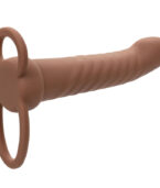 CALEXOTICS - MAXX RIBBED DOUBLE PÉNÉTRATEUR 10 VIBRATIONS MARRON