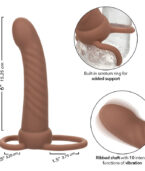 CALEXOTICS - MAXX RIBBED DOUBLE PÉNÉTRATEUR 10 VIBRATIONS MARRON