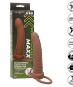 CALEXOTICS - MAXX RIBBED DOUBLE PÉNÉTRATEUR 10 VIBRATIONS MARRON