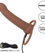 CALEXOTICS - MAXX RIBBED DOUBLE PÉNÉTRATEUR 10 VIBRATIONS MARRON