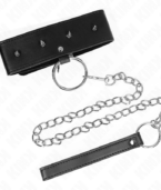 KINK - COLLIER 65 CM AVEC LAISSE AVEC CLOUS ARGENTÉS MODÈLE 2 RÉGLABLE 36-43 CM X 5 CM