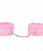 KINK - APPUI-POIGNETS DOUBLÉS DE FOURRURE PREMIUM ROSE AVEC CEINTURE ROSE RÉGLABLE 17-29 CM X 6 CM