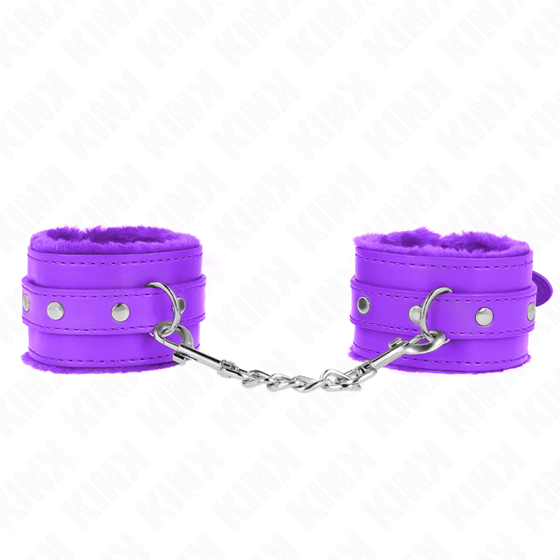 KINK - APPUI-POIGNETS DOUBLÉS DE FOURRURE PREMIUM VIOLET AVEC CEINTURE VIOLET AJUSTABLE 17-29 CM X 6 CM