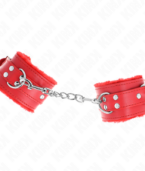 KINK - APPUI-POIGNETS DOUBLÉS DE FOURRURE ROUGE AVEC CEINTURE ROUGE RÉGLABLE 17-29 CM X 6 CM