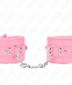 KINK - APPUI-POIGNETS DOUBLÉS DE FOURRURE AVEC TROUS CARRÉS ROSE ET CEINTURE ROSE RÉGLABLE 17-29 CM X 6 CM