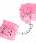 KINK - APPUI-POIGNETS DOUBLÉS DE FOURRURE AVEC TROUS CARRÉS ROSE ET CEINTURE ROSE RÉGLABLE 17-29 CM X 6 CM