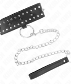 KINK - COLLIER AVEC LAISSE 65 CM AVEC CLOUS ARGENTÉS MODÈLE 1 AJUSTABLE 36-43 CM X 5 CM