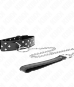 KINK - COLLIER RIVET ANNEAU AVEC CEINTURE 65 CM NOIR AJUSTABLE 36-50 CM X 3