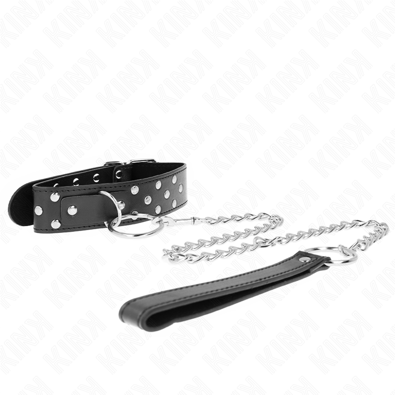 KINK - COLLIER RIVET ANNEAU AVEC CEINTURE 65 CM NOIR AJUSTABLE 36-50 CM X 3