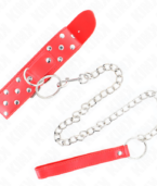 KINK - COLLIER RIVET ANNEAU AVEC CEINTURE 65 CM ROUGE AJUSTABLE 36-50 CM X 3